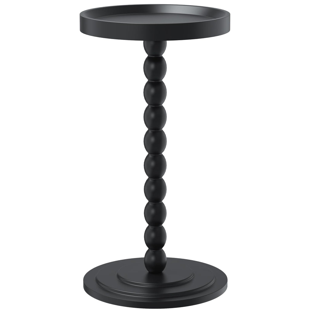 XNSDXV Round Side Table with Solid Wood Leg, Small Drink Table for Small Spaces, Martini Table with Raised Edge, Pedestal Side Table for Living Room, Bedroom,Sofa and Couch (Walnut Brown)
