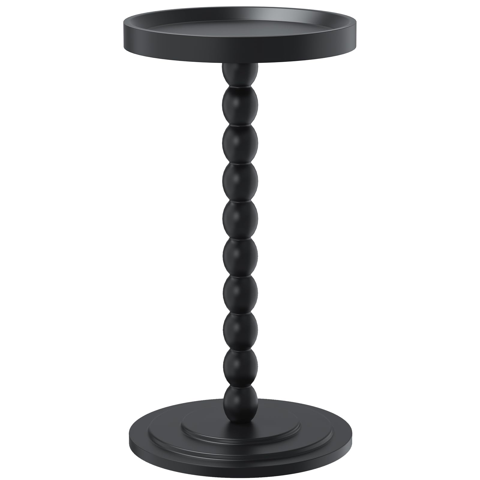 XNSDXV Round Side Table with Solid Wood Leg, Small Drink Table for Small Spaces, Martini Table with Raised Edge, Pedestal Side Table for Living Room, Bedroom,Sofa and Couch (Walnut Brown)
