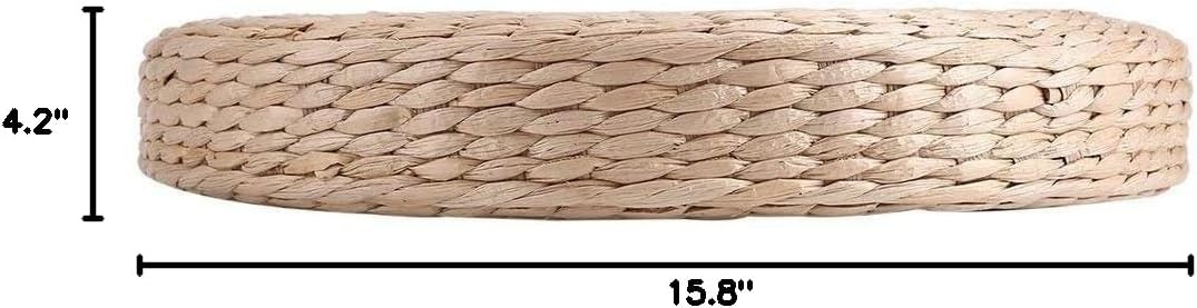 Japanese Style Handcrafted Eco-Friendly Breathable Padded Knitted Straw Flat Seat Cushion, Hand Woven Tatami Cushion Best for Zen, Yoga Practice or Buddha Meditation (15.8" X 4.2")