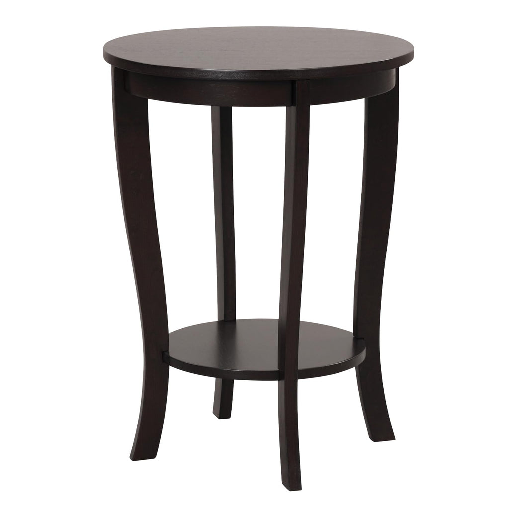 Giantex Round End Table, Retro Nightstand with Storage Shelf & Solid Wood Legs, 24.5" Accent Side Table for Small Spaces, Wood Bedside Night Stand for Living Room Bedroom, Light Brown