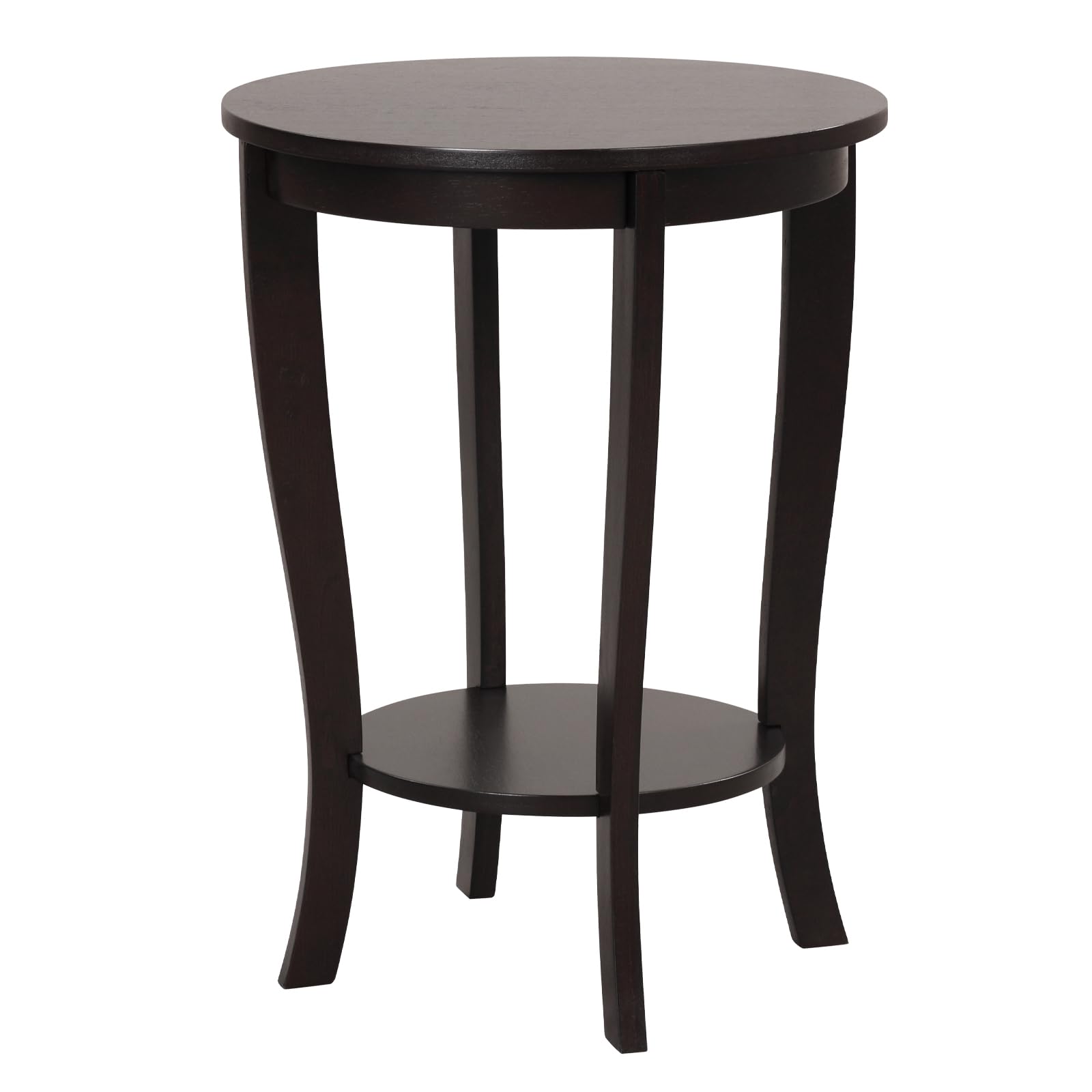 Giantex Round End Table, Retro Nightstand with Storage Shelf & Solid Wood Legs, 24.5" Accent Side Table for Small Spaces, Wood Bedside Night Stand for Living Room Bedroom, Light Brown