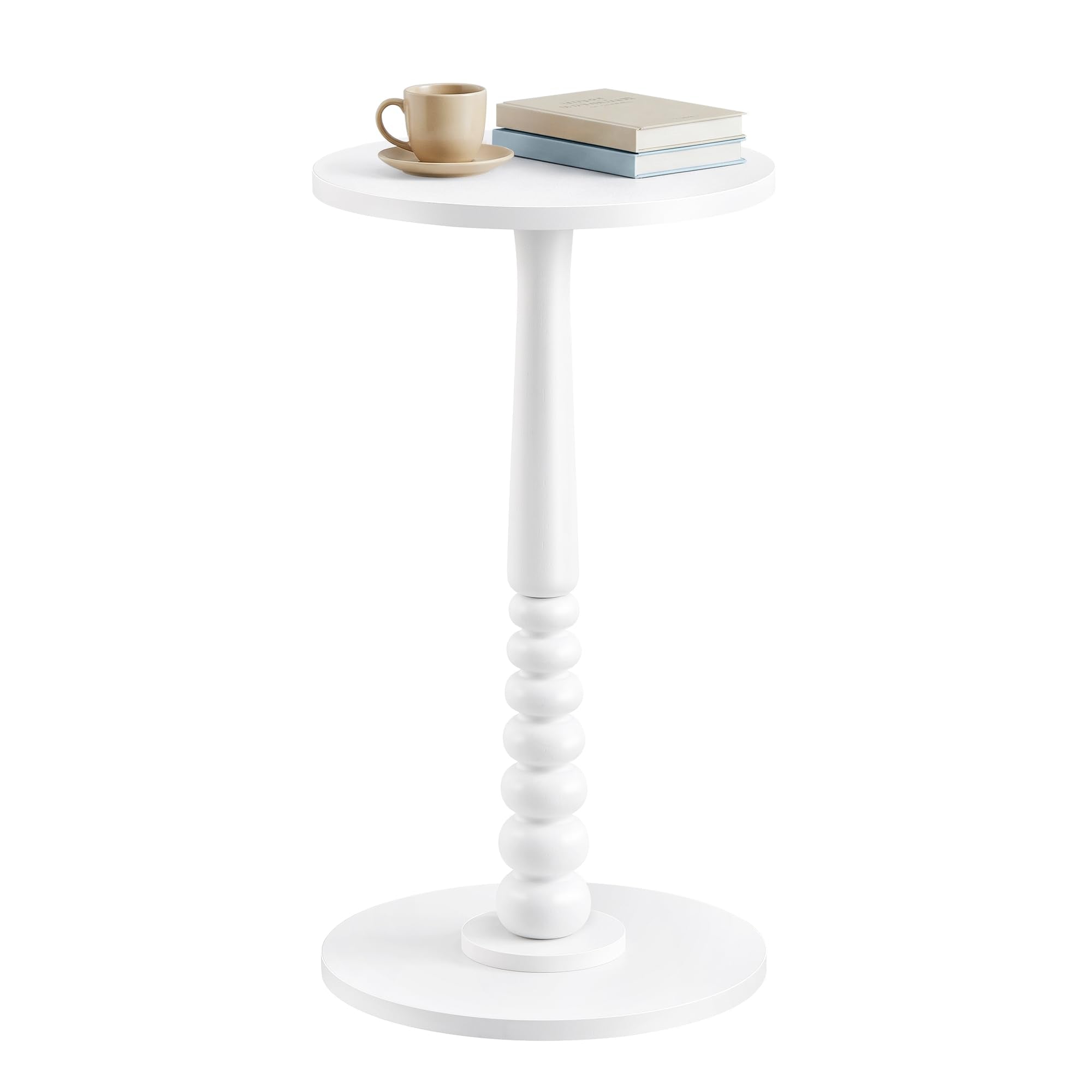 VASAGLE MARIEL Collection - Round Side Table, Small Drink End Table for Small Spaces, Accent Nightstand, Solid Wood Leg, Mid-Century Modern, for Living Room Bedroom, Natural Brown ULET293HC01S
