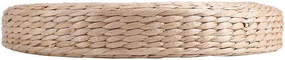Japanese Style Handcrafted Eco-Friendly Breathable Padded Knitted Straw Flat Seat Cushion, Hand Woven Tatami Cushion Best for Zen, Yoga Practice or Buddha Meditation (15.8" X 4.2")