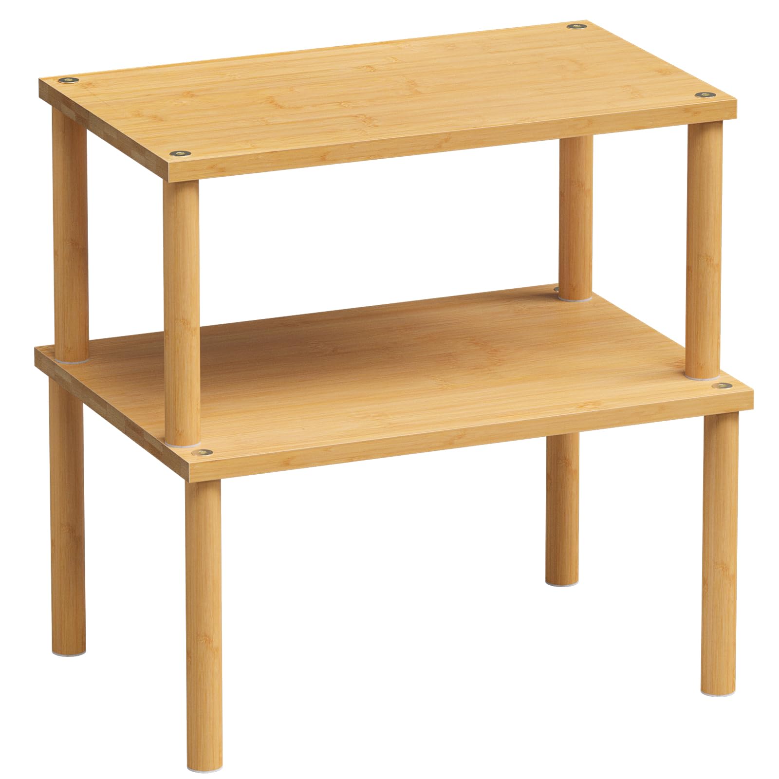VERTORGAN Cabinet Organizer Shelf(Set of 2),Kitchen Counter Shelves,Bamboo Stackable Expandable Spice Rack Countertop(Large)