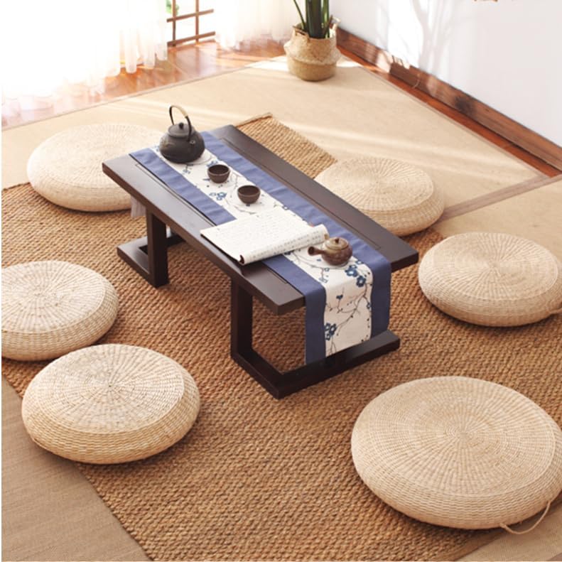 1pcs Straw Cushion Floor Pillow Japanese Style Handcrafted Tatami Floor Cushion Mat Natural Woven Grass Seat Cushions Round Padded Room Floor Straw Mat for Home (16 inch×3.9 inch)