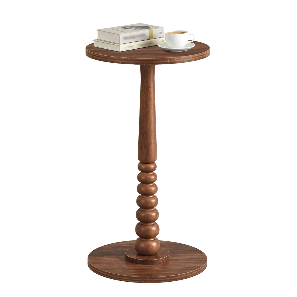 VASAGLE MARIEL Collection - Round Side Table, Small Drink End Table for Small Spaces, Accent Nightstand, Solid Wood Leg, Mid-Century Modern, for Living Room Bedroom, Natural Brown ULET293HC01S