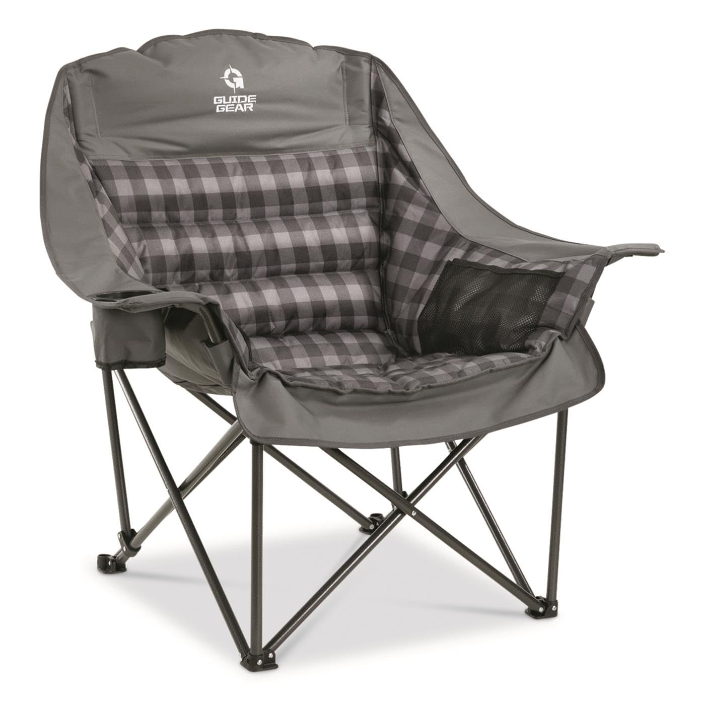 Guide Gear Oversized Extra Large Padded Camping Chair, Portable, Folding, Large Camp Lounge Beach Chairs for Outdoor, Adults, Men and Women, Heavy-Duty 400 Pound Capacity, with Cup Holder Green