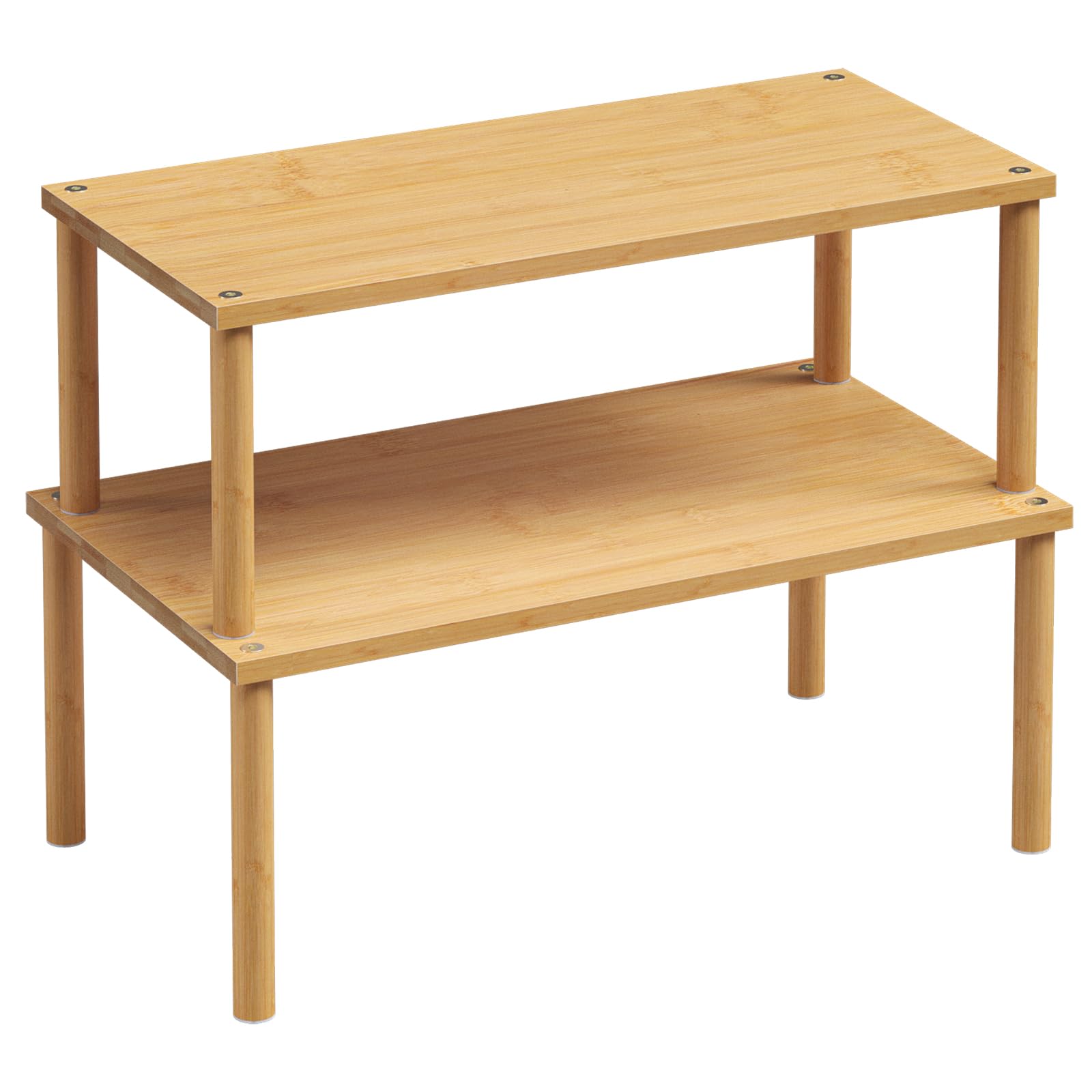 VERTORGAN Cabinet Organizer Shelf(Set of 2),Kitchen Counter Shelves,Bamboo Stackable Expandable Spice Rack Countertop(Large)