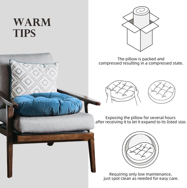 Meditation Floor Pillow Set of 2 Large Round Floor Cushions for Adults Tufted Corduroy Floor Seat Pillows Cushion for Living Room,Dark Grey 16.5" Lx16.5 Wx3 H