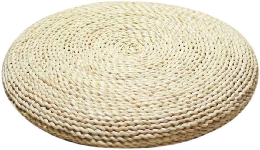 Handcrafted Eco-Friendly Breathable Padded Knitted Straw Flat Seat Cushion/Straw futon Cushion (Cloth Splicing Round 45cm(17.72 in))