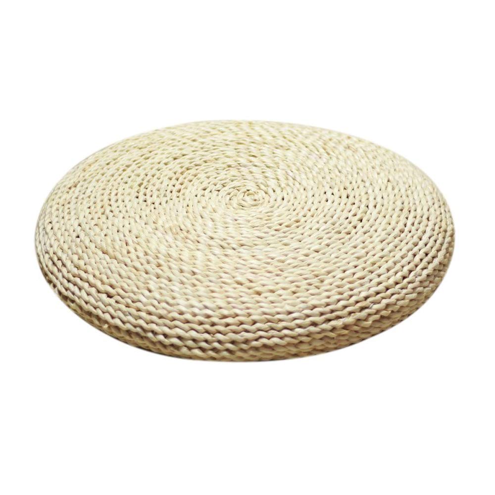 Handcrafted Eco-Friendly Breathable Padded Knitted Straw Flat Seat Cushion/Straw futon Cushion (Cloth Splicing Round 45cm(17.72 in))