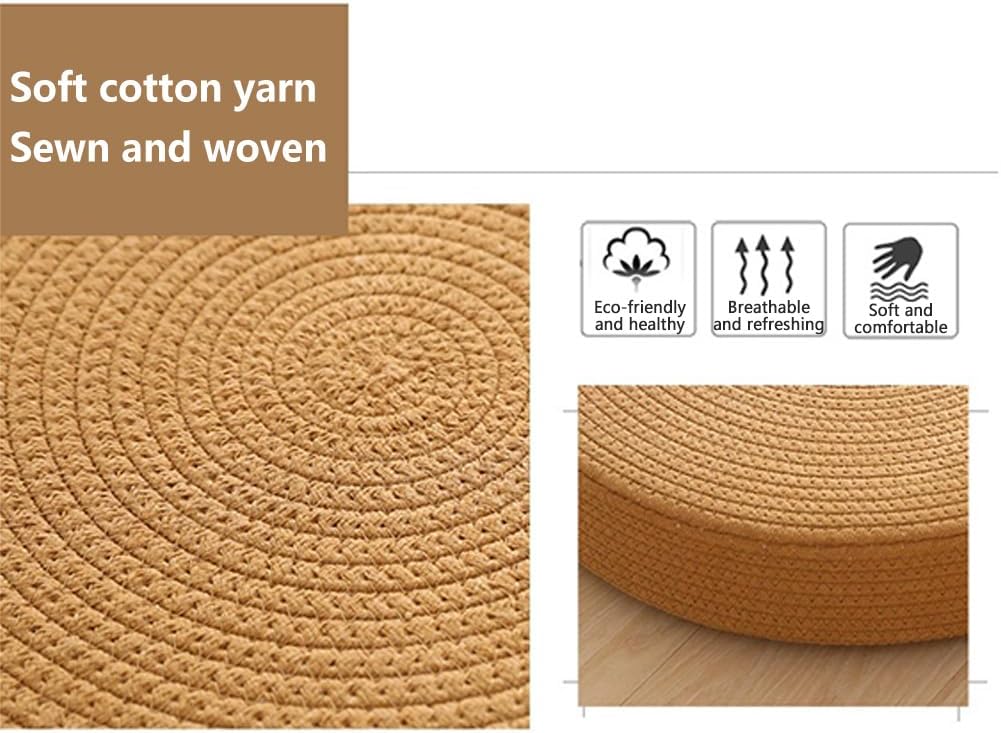 Straw Woven Meditation Sitting Pad & Floor Cushion – Round Natural Tatami Mat for Zen Yoga, Boho Home Decor, Ottoman Foot Rest and Kneeling Seat (Red, 19.7in)
