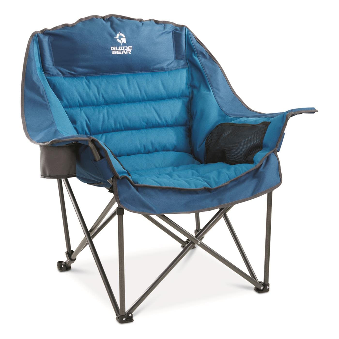Guide Gear Oversized Extra Large Padded Camping Chair, Portable, Folding, Large Camp Lounge Beach Chairs for Outdoor, Adults, Men and Women, Heavy-Duty 400 Pound Capacity, with Cup Holder Green