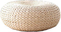 HC&WT Breathable Floor Pillow Cushion, Tatami Handcrafted Eco-Friendly Chair Pad Knitted Straw Woven Steel Frame Round Seat Cushion-a 40x40x16cm(16x16x6inch)