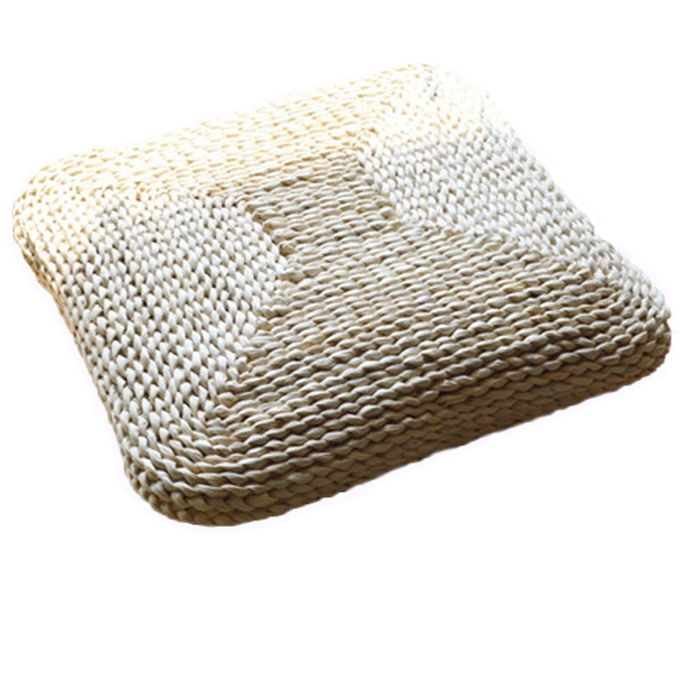 Handcrafted Eco-Friendly Breathable Padded Knitted Straw Flat Seat Cushion/Straw futon Cushion (Cloth Splicing Round 45cm(17.72 in))
