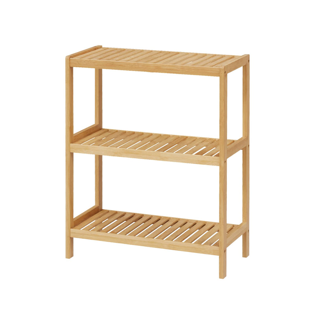 Bamboo Bathroom Shelf, Stand Utility Storage Shelf Multifunctional Bathroom Kitchen Living Room Holder Plant Flower Stand (3-Tier)