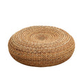 Handcrafted Eco-Friendly Breathable Padded Knitted Straw Seat Cushion Pouf Ottoman Floor Seating Tatami Furniture (A, 40X40X17cm)