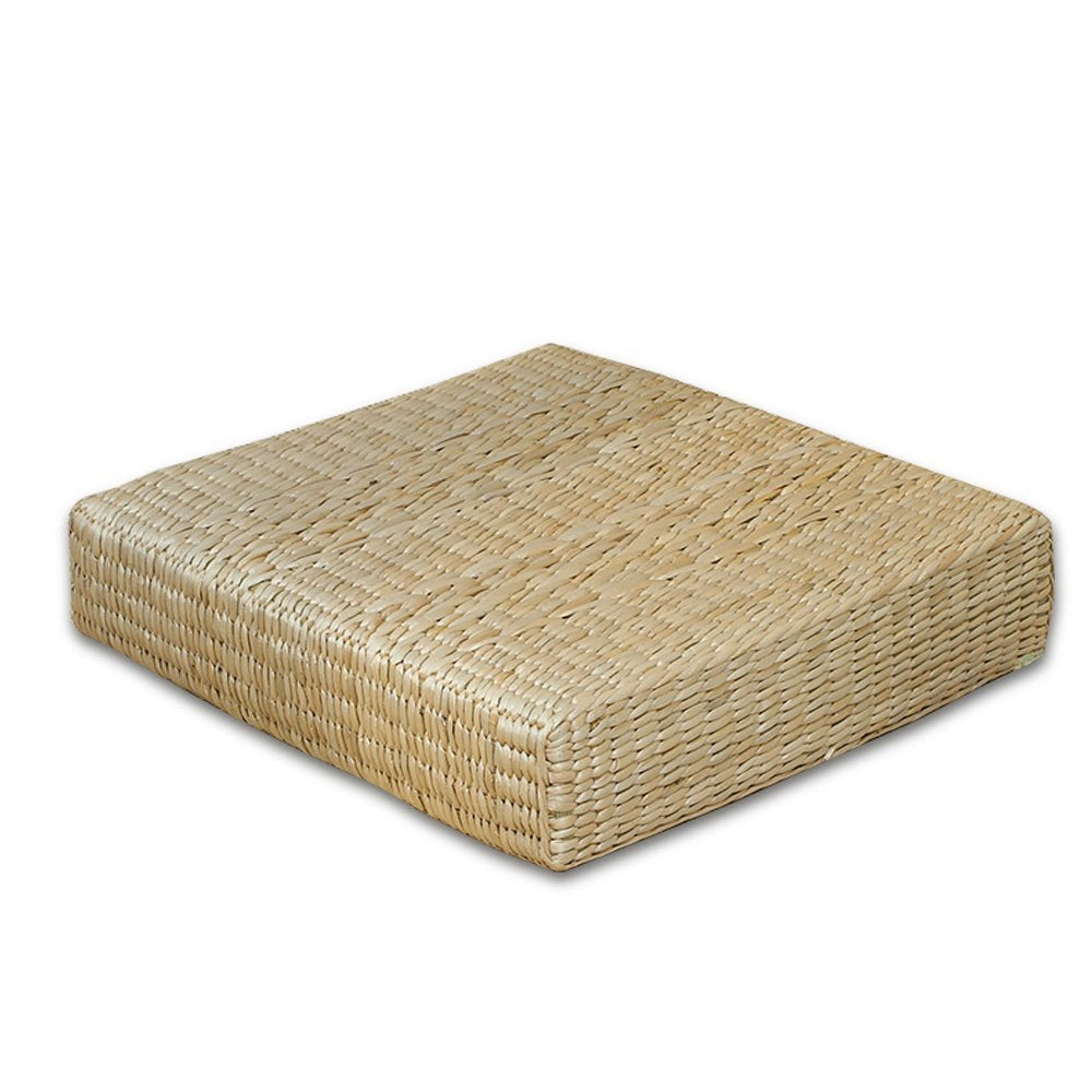 Handcrafted Eco-Friendly Breathable Padded Knitted Straw Flat Seat Cushion/Straw futon Cushion (Cloth Splicing Round 45cm(17.72 in))