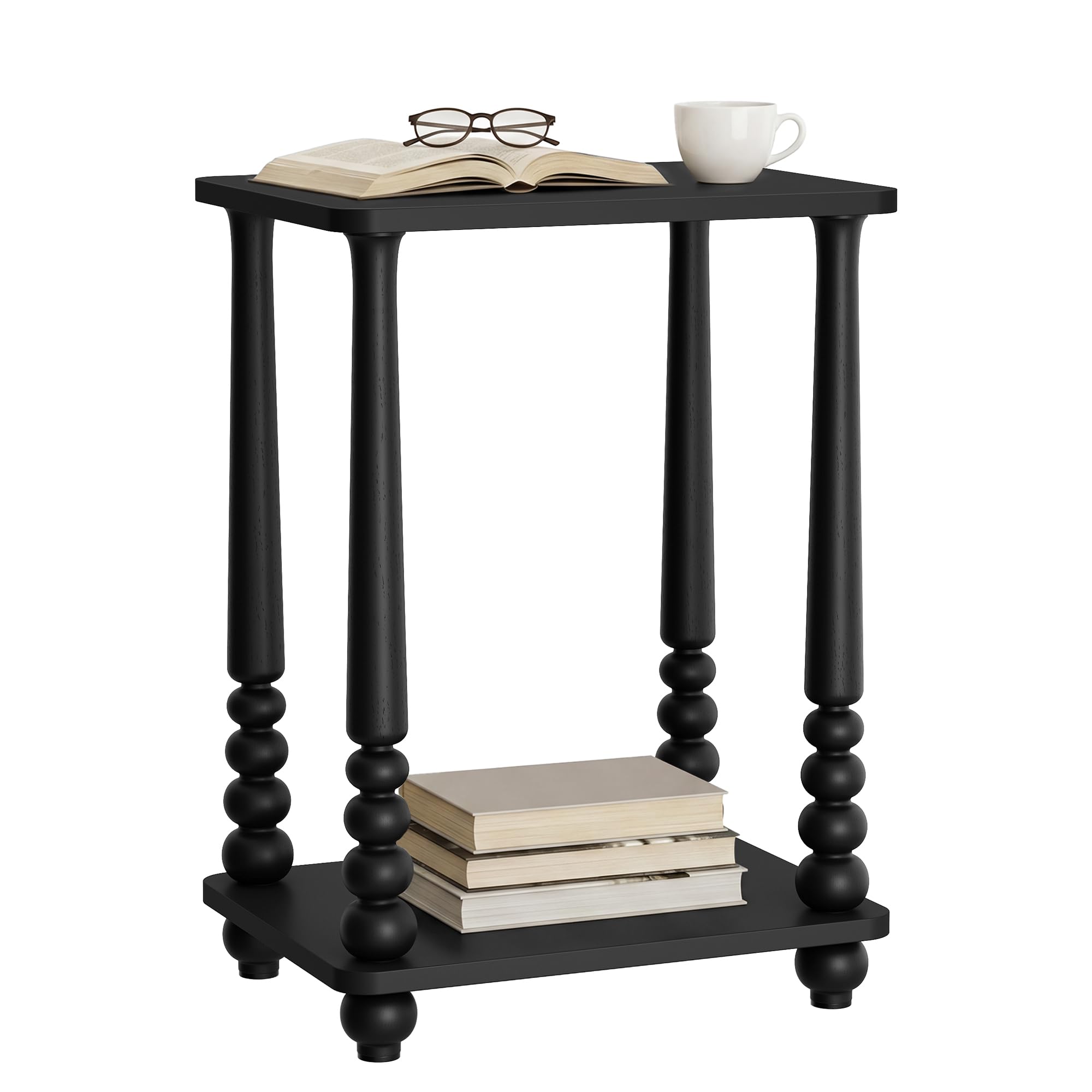 VASAGLE Mariel Collection - Side Table, Accent Nightstand for Small Spaces, Rectangular End Table with Shelf, Solid Wood Legs, Mid-Century Modern, Living Room Bedroom, Chestnut Walnut ULET294KX01S