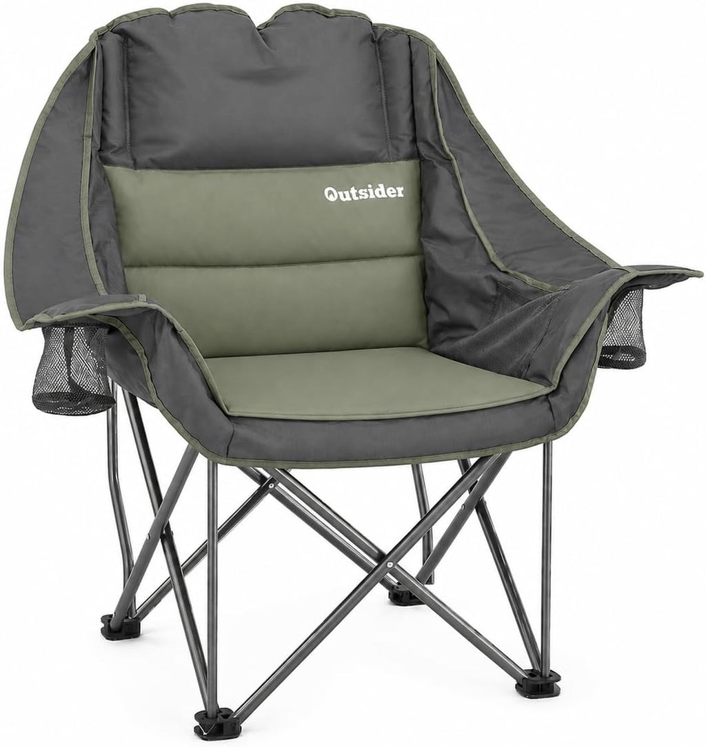 OUTSIDER Oversized Camping Chair, Comfort Padded Lounge Chair,Outdoor Camp Folding Chair, Balcony Lounge 400lb Capacity