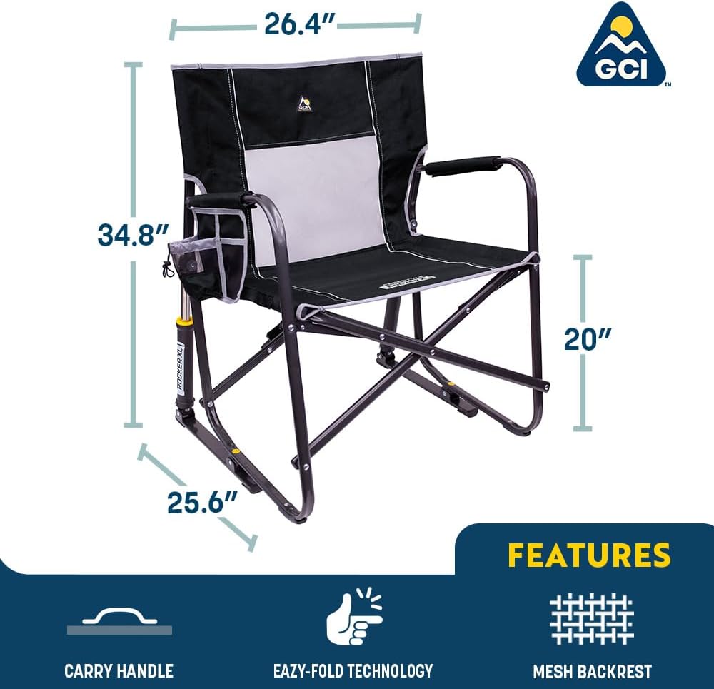 GCI Outdoor Freestyle Rocker XL Portable Folding Rocking Chair and Outdoor Camping Chair