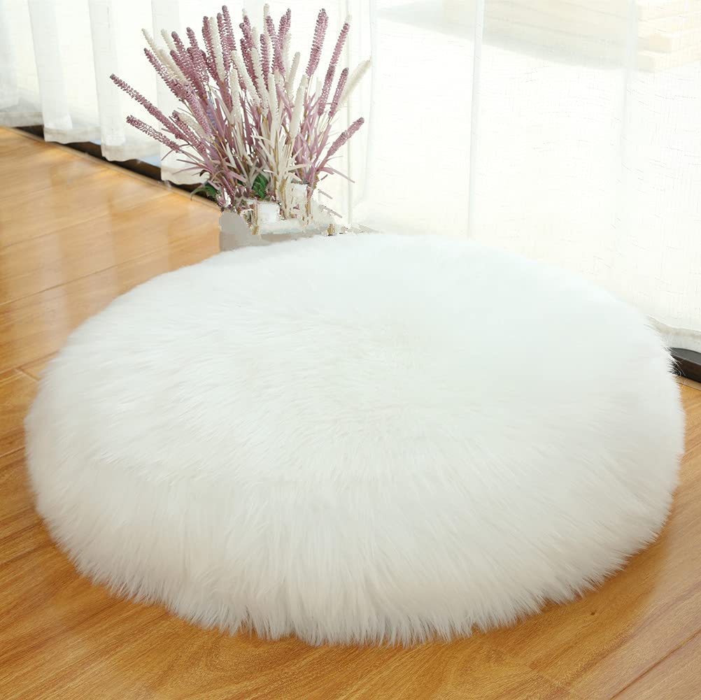 Asuprui Round Floor Pillow Soft Floor Cushion for Sitting Fur Meditation Pillow Premium Yoga Pillow for Living Room Bedroom Balcony Outdoor (Orange)