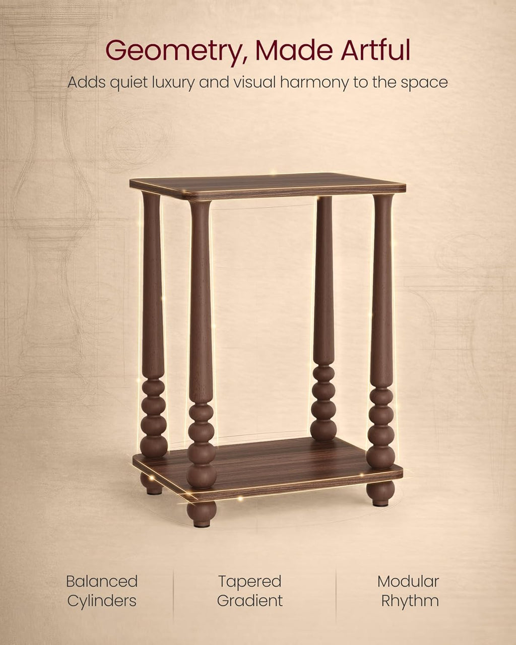 VASAGLE Mariel Collection - Side Table, Accent Nightstand for Small Spaces, Rectangular End Table with Shelf, Solid Wood Legs, Mid-Century Modern, Living Room Bedroom, Chestnut Walnut ULET294KX01S