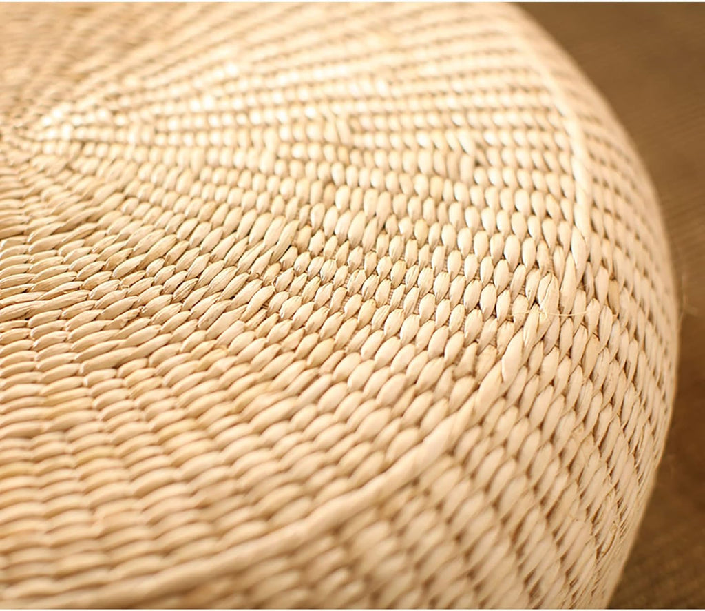 ZZenSmot Japanese Style Tatami Seat Cushion,Round Padded Floor Pillow Woven Straw Meditation Cushion,Handcrafted Rattan Futon Seat Cushion-Height:10cm Diameter:50cm (20inch)