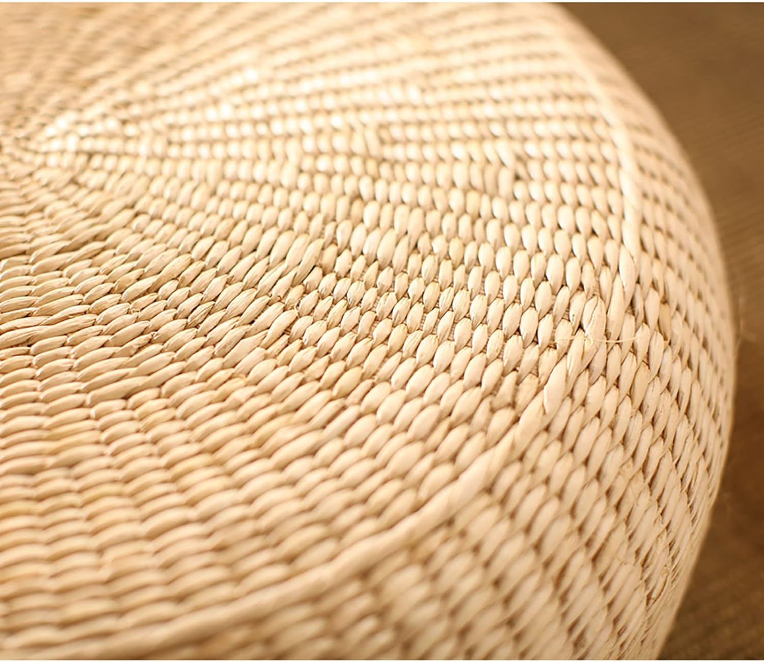 ZZenSmot Japanese Style Tatami Seat Cushion,Round Padded Floor Pillow Woven Straw Meditation Cushion,Handcrafted Rattan Futon Seat Cushion-Height:10cm Diameter:50cm (20inch)