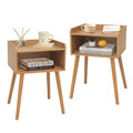 MaxSmeo Nightstand, Mid Century Modern Side Table Bedroom with Storage, Small End Bedside Table with Solid Wood Legs for Living Room, Office Small Spaces (Brown)