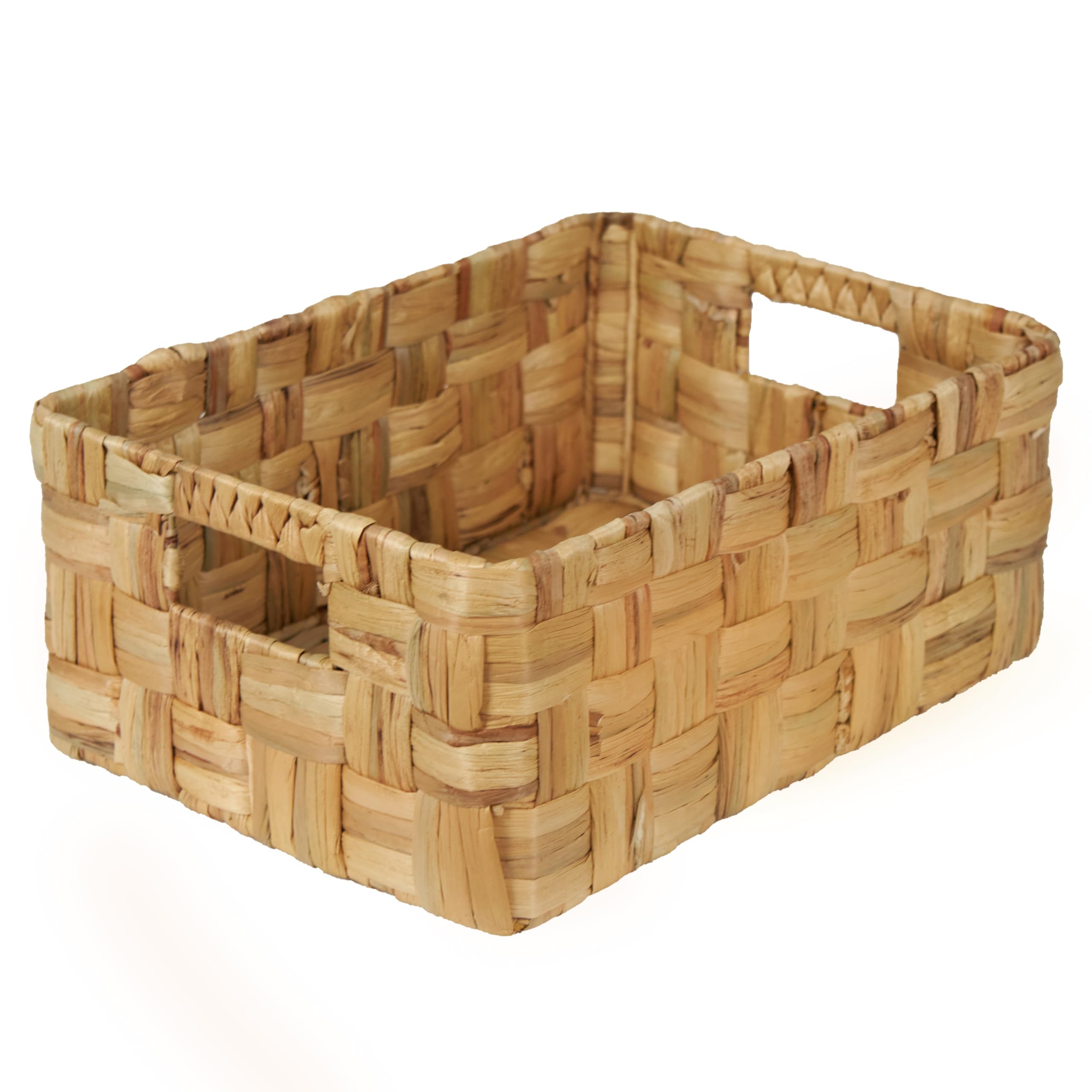 VATIMA Water Hyacinth Storage Baskets for Organizing, Medium Open-Front Wicker Basket for Kitchen, for Shelves, 11.8” x 7.5” x 5.5”, 2 Pack