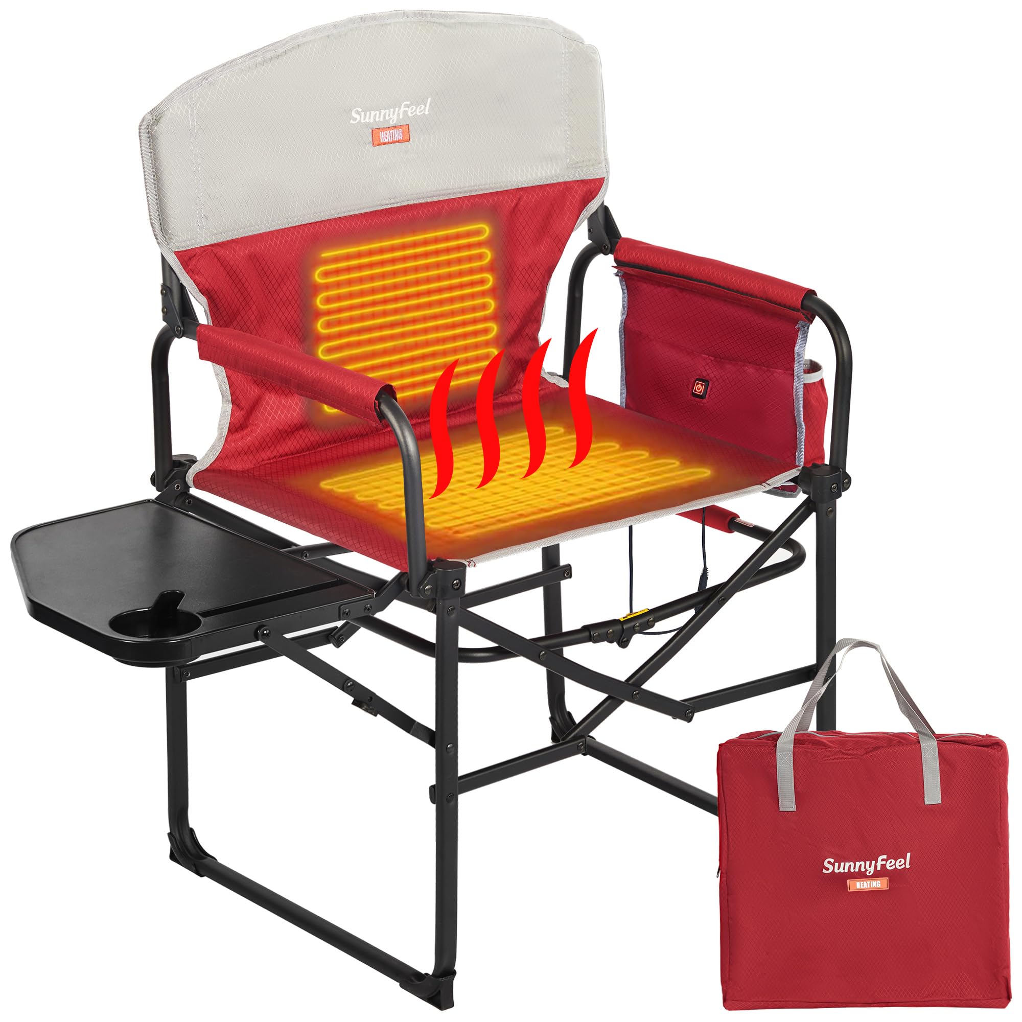 SUNNYFEEL Camping Directors Chair, Heavy Duty,Oversized Portable Folding Chair with Side Table, Pocket for Beach, Fishing,Trip,Picnic,Lawn,Concert Outdoor Foldable Camp Chairs
