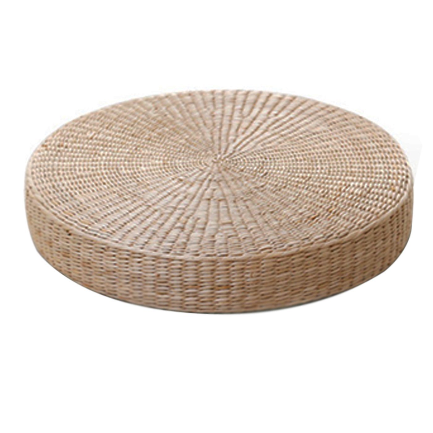 Handcrafted Eco-Friendly Breathable Padded Knitted Straw Flat Seat Cushion/Straw futon Cushion (Cloth Splicing Round 45cm(17.72 in))