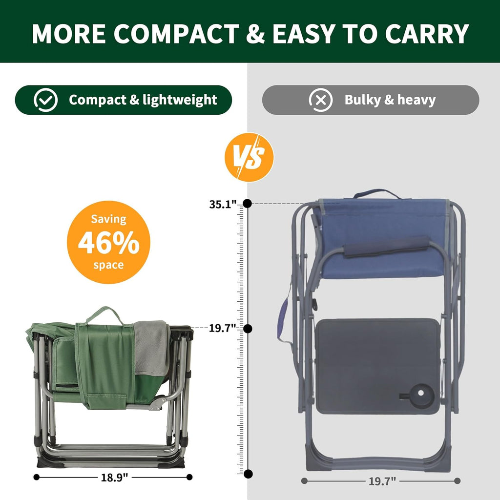 Naturehike Folding Camping Chair with Side Table, Portable Director Chair for Outdoor Camp Lawn Hiking Fishing Sports