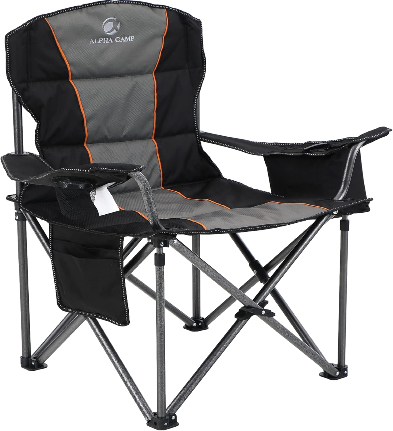 500LBS Oversized Folding Camping Chair with Cooler Bag & Cup Holder