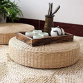 Japanese Style Handcrafted Eco-Friendly Breathable Padded Knitted Straw Flat Seat Cushion, Hand Woven Tatami Cushion Best for Zen, Yoga Practice or Buddha Meditation (15.8" X 4.2")