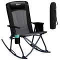 Portal Oversized Folding Rocking Camping Chair Portable Outdoor Rocker with High Back Hard Armrests Carry Bag, Supports 400 lbs