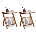 Tiita Rattan Side Table, Mid Century Nightstand, Bamboo Accent Bedside Tables, Glass Coffee Tables, Boho Wooden End Table with Storage for Small Space, Living Room and Bedroom