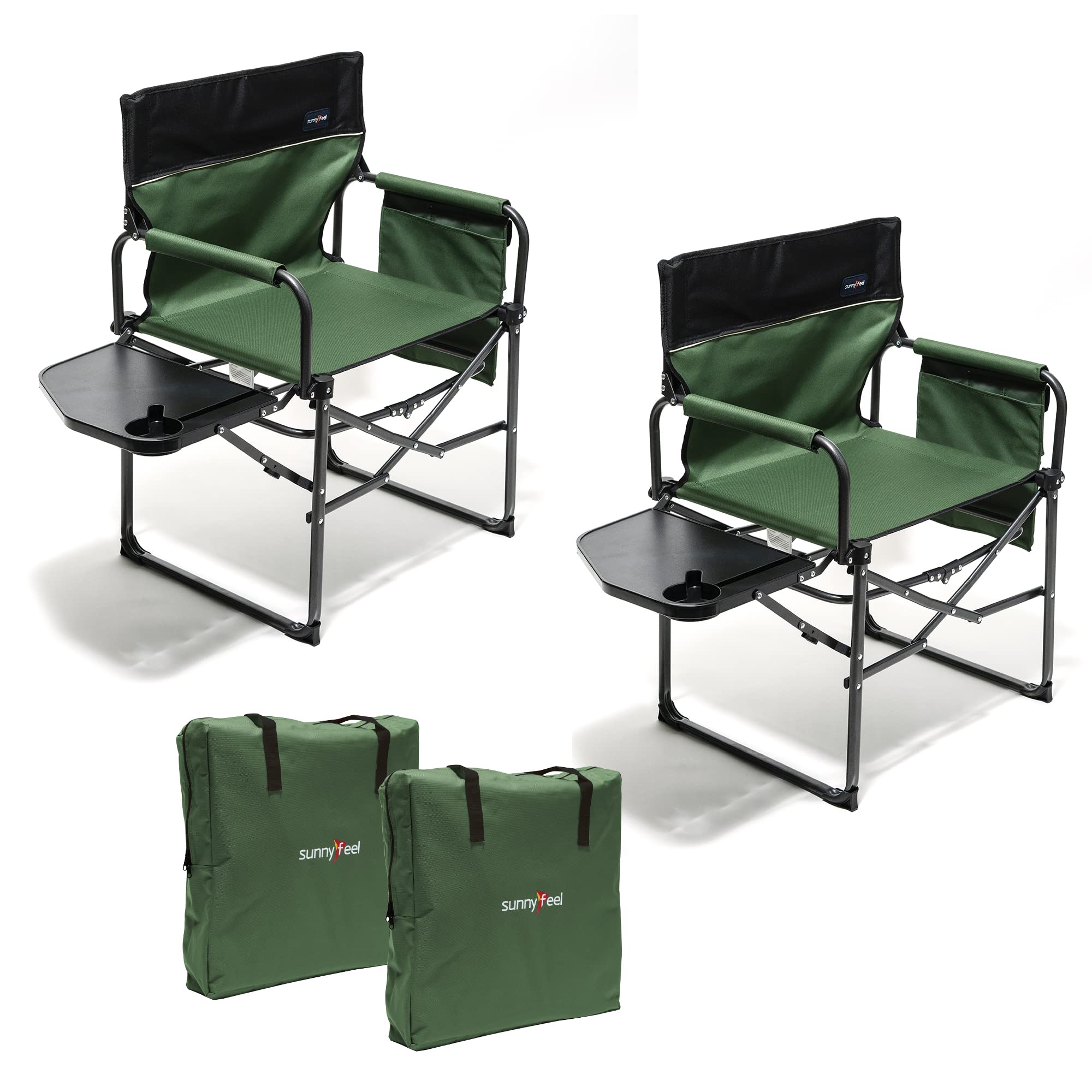 SUNNYFEEL Camping Directors Chair, Heavy Duty,Oversized Portable Folding Chair with Side Table, Pocket for Beach, Fishing,Trip,Picnic,Lawn,Concert Outdoor Foldable Camp Chairs