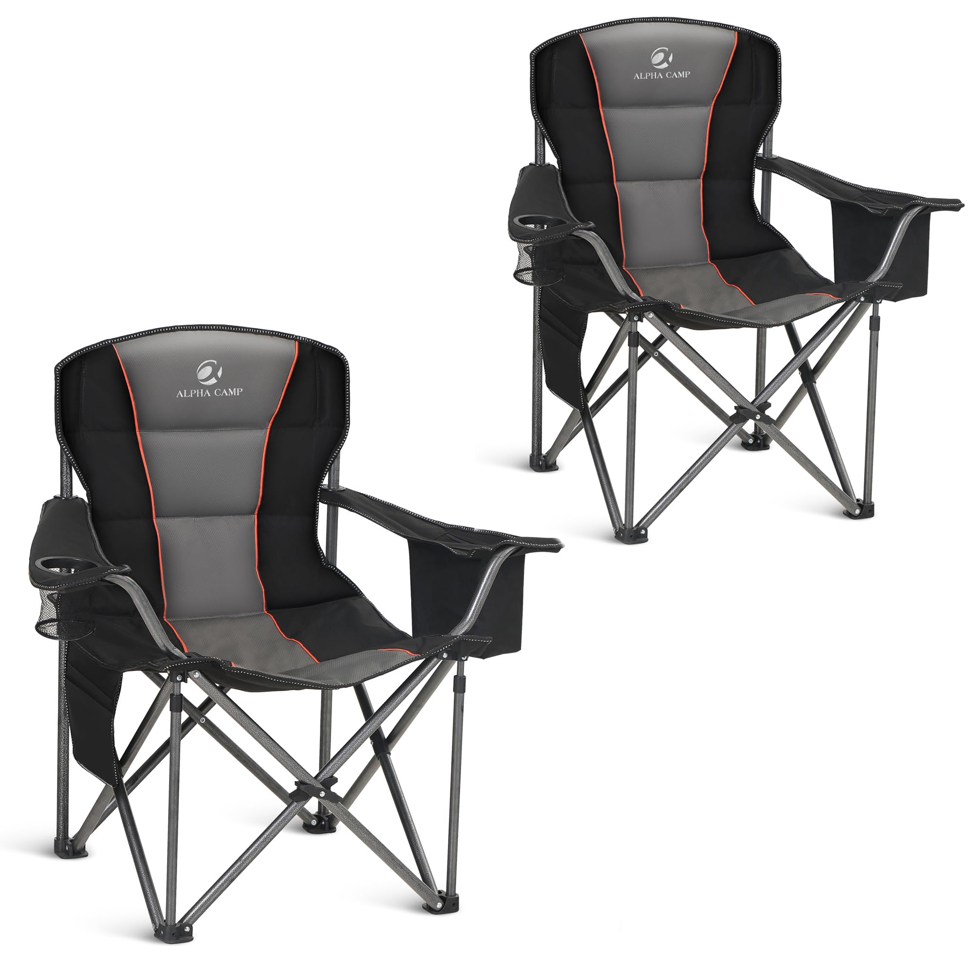 500LBS Oversized Folding Camping Chair with Cooler Bag & Cup Holder