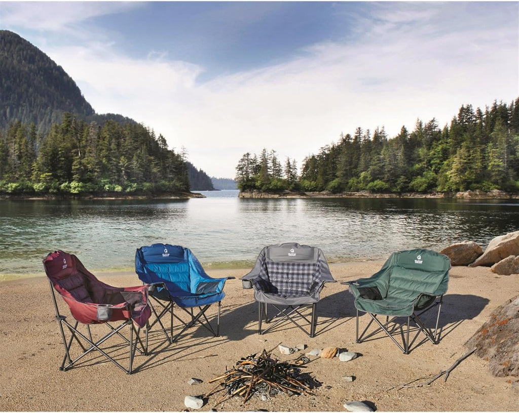 Guide Gear Oversized Extra Large Padded Camping Chair, Portable, Folding, Large Camp Lounge Beach Chairs for Outdoor, Adults, Men and Women, Heavy-Duty 400 Pound Capacity, with Cup Holder Green