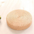 Floor Cushion, Round Braided Straw Meditation Pillow, 2" Thick Seat Cushion for Yoga, Indoor Outdoor Use, Natural Style Floor Pillow (17.3")