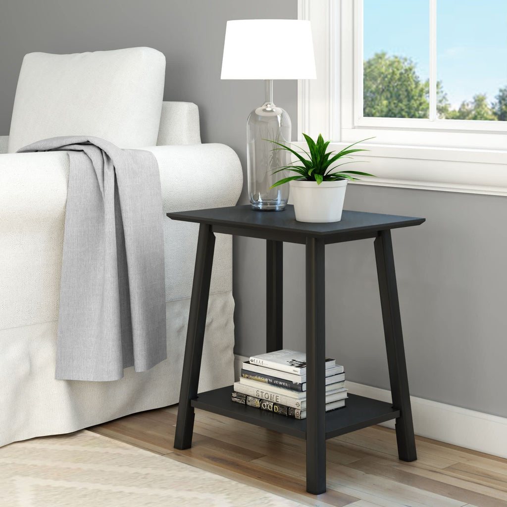 Plank+Beam Mid Century Modern Rectangular Side Table, End Table for Living Room, Wooden Bedside Table, Small End Table for Office Space, Walnut