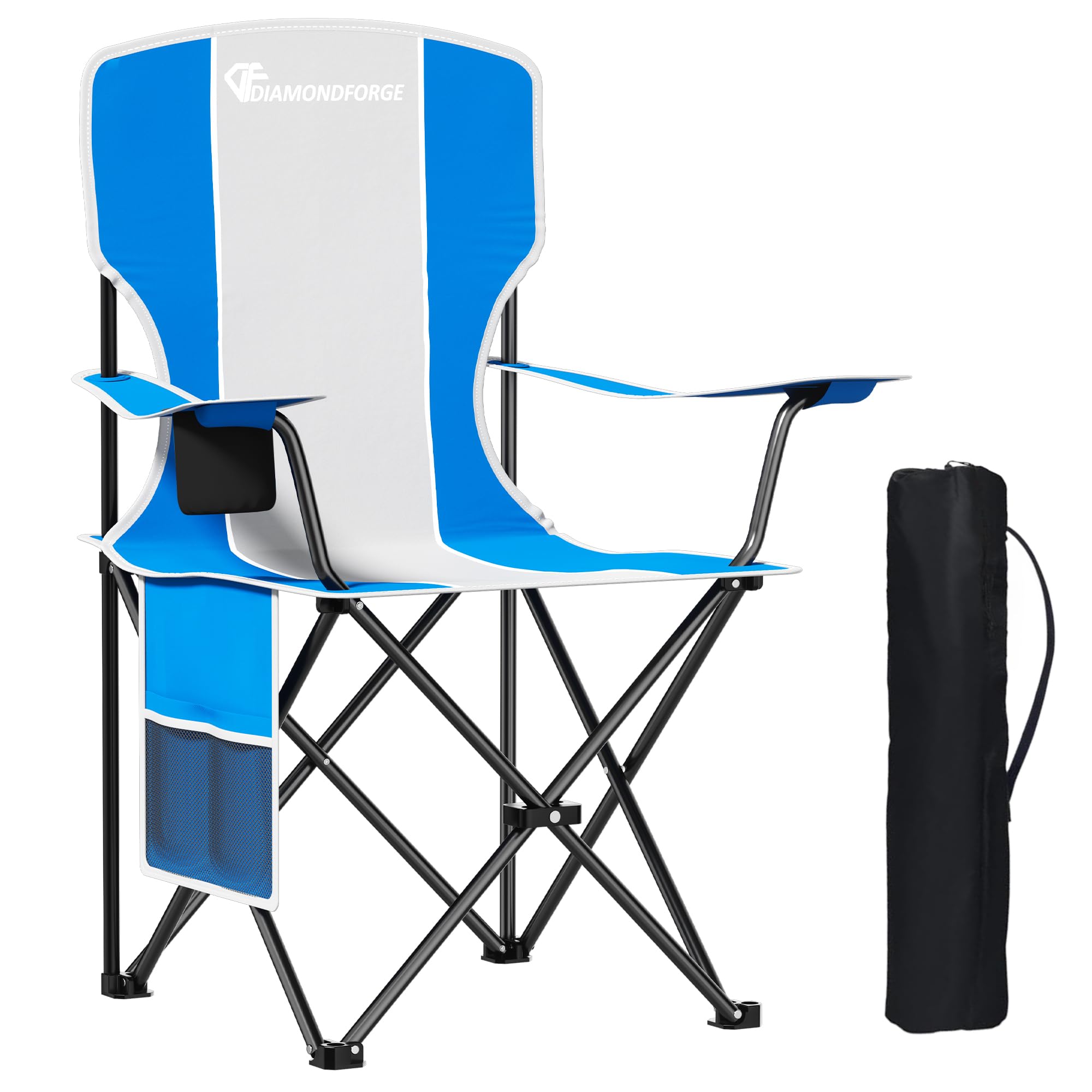 Camping Chairs, High Back Breathable Mesh Camping Chair 300 LBS Capacity, Portable Outdoor Lawn Chairs Folding with Cup Holder for Picnic, Lawn, Beach, Fishing and Sports (Grey)