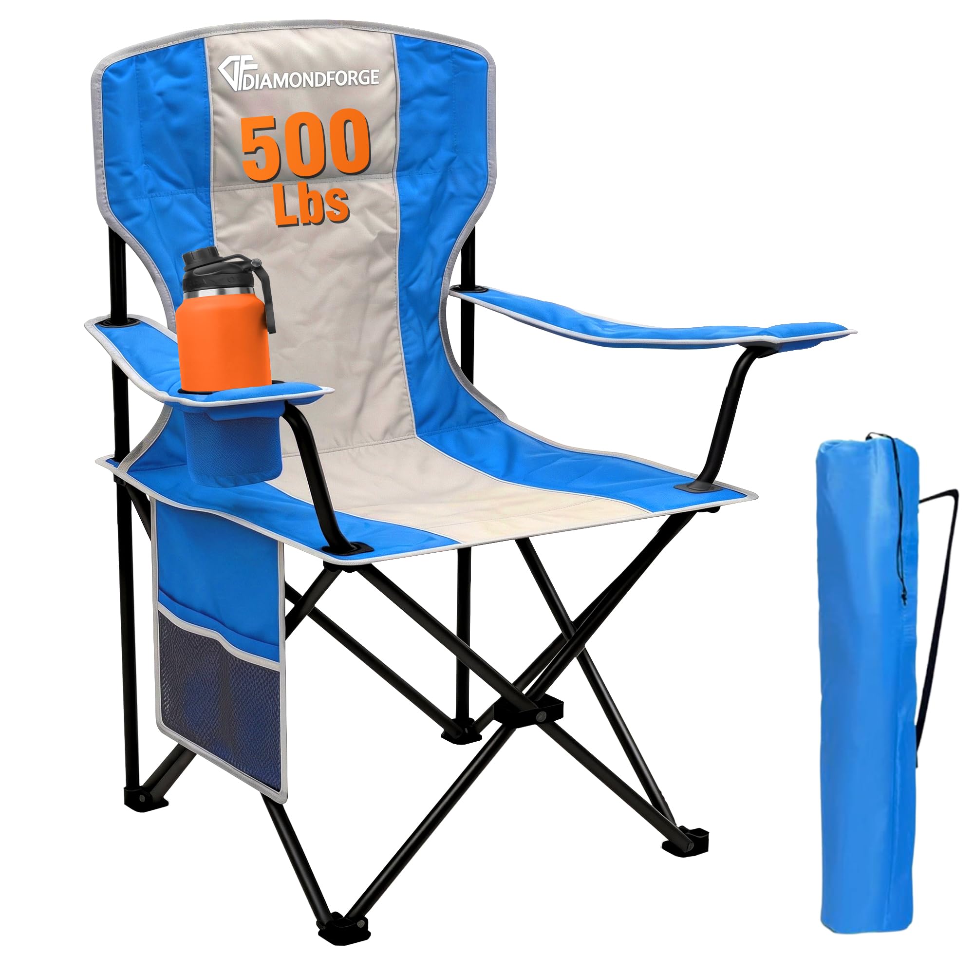 Camping Chairs, High Back Breathable Mesh Camping Chair 300 LBS Capacity, Portable Outdoor Lawn Chairs Folding with Cup Holder for Picnic, Lawn, Beach, Fishing and Sports (Grey)