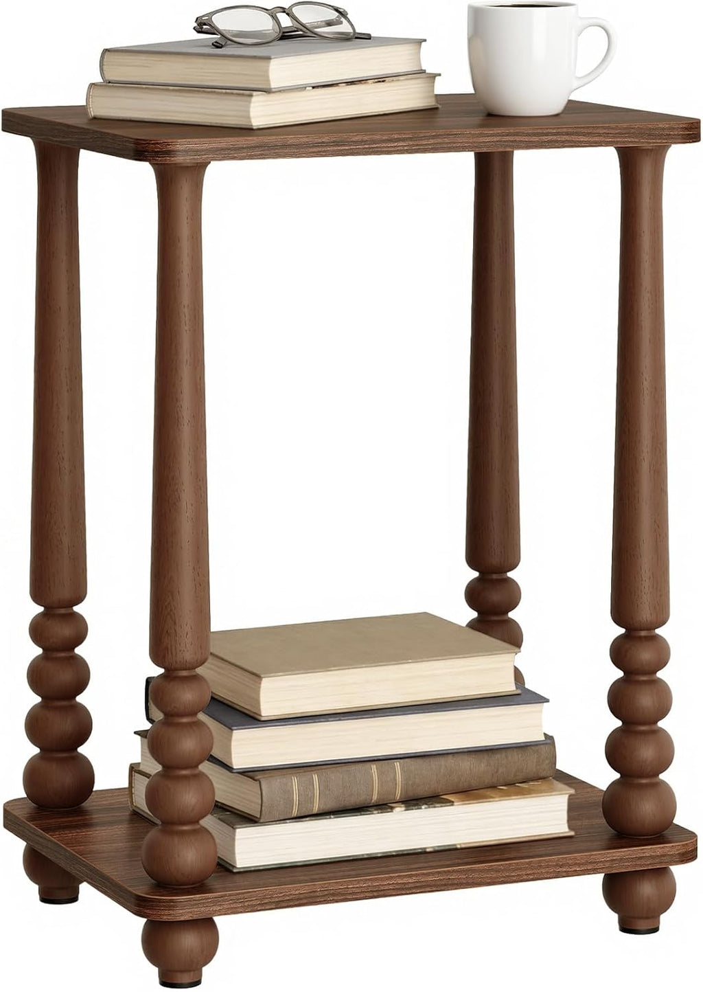 VASAGLE Mariel Collection - Side Table, Accent Nightstand for Small Spaces, Rectangular End Table with Shelf, Solid Wood Legs, Mid-Century Modern, Living Room Bedroom, Chestnut Walnut ULET294KX01S