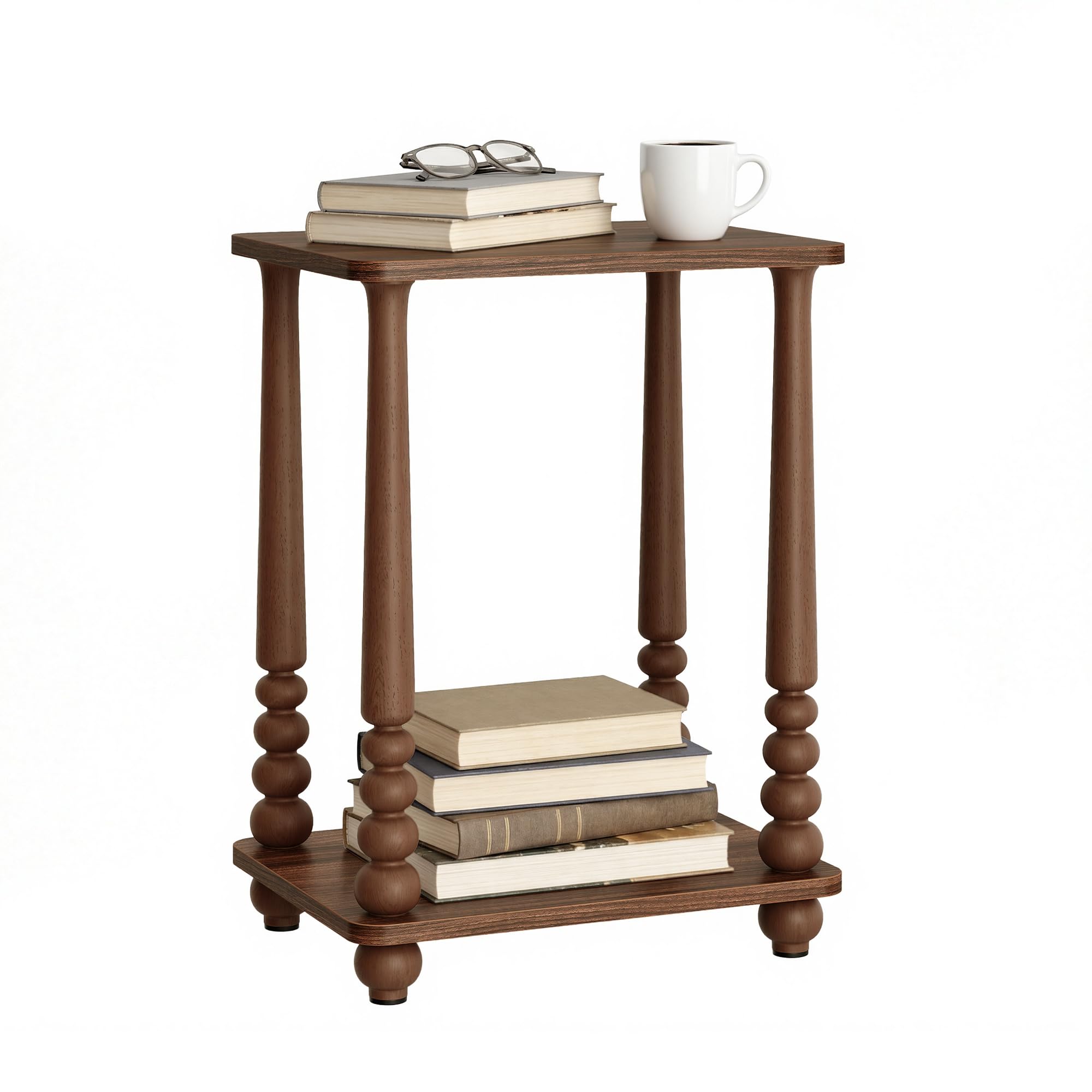 VASAGLE Mariel Collection - Side Table, Accent Nightstand for Small Spaces, Rectangular End Table with Shelf, Solid Wood Legs, Mid-Century Modern, Living Room Bedroom, Chestnut Walnut ULET294KX01S