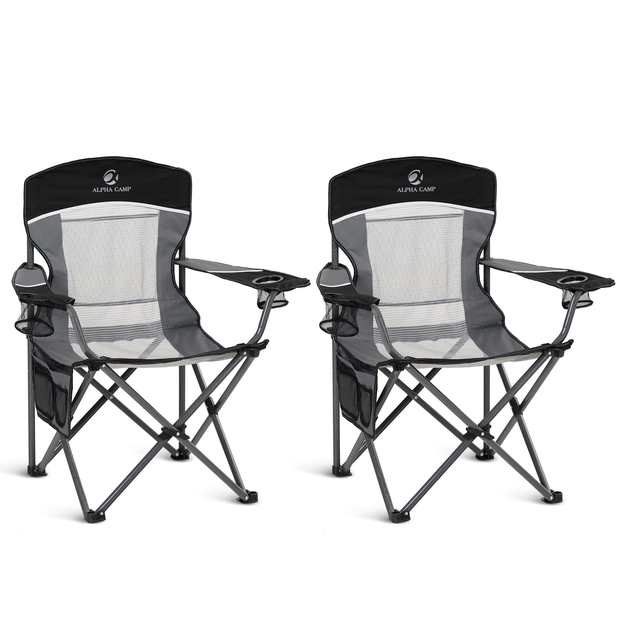500LBS Oversized Folding Camping Chair with Cooler Bag & Cup Holder