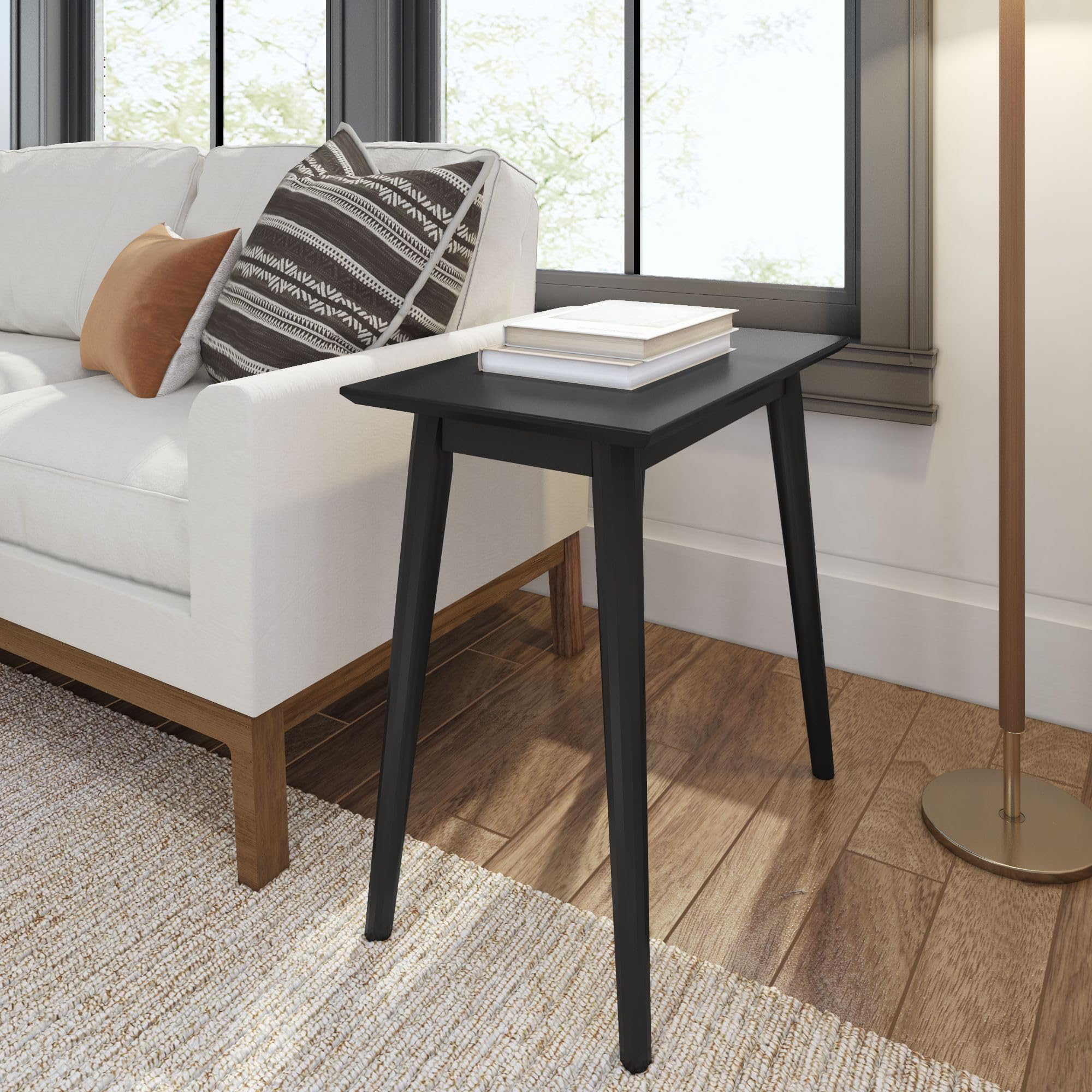 Plank+Beam Mid Century Modern Rectangular Side Table, End Table for Living Room, Wooden Bedside Table, Small End Table for Office Space, Walnut