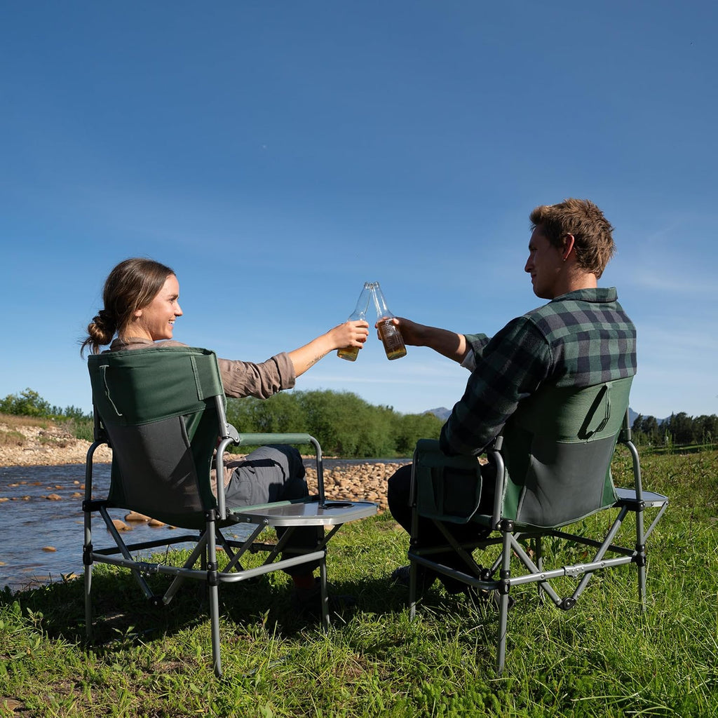 Naturehike Folding Camping Chair with Side Table, Portable Director Chair for Outdoor Camp Lawn Hiking Fishing Sports